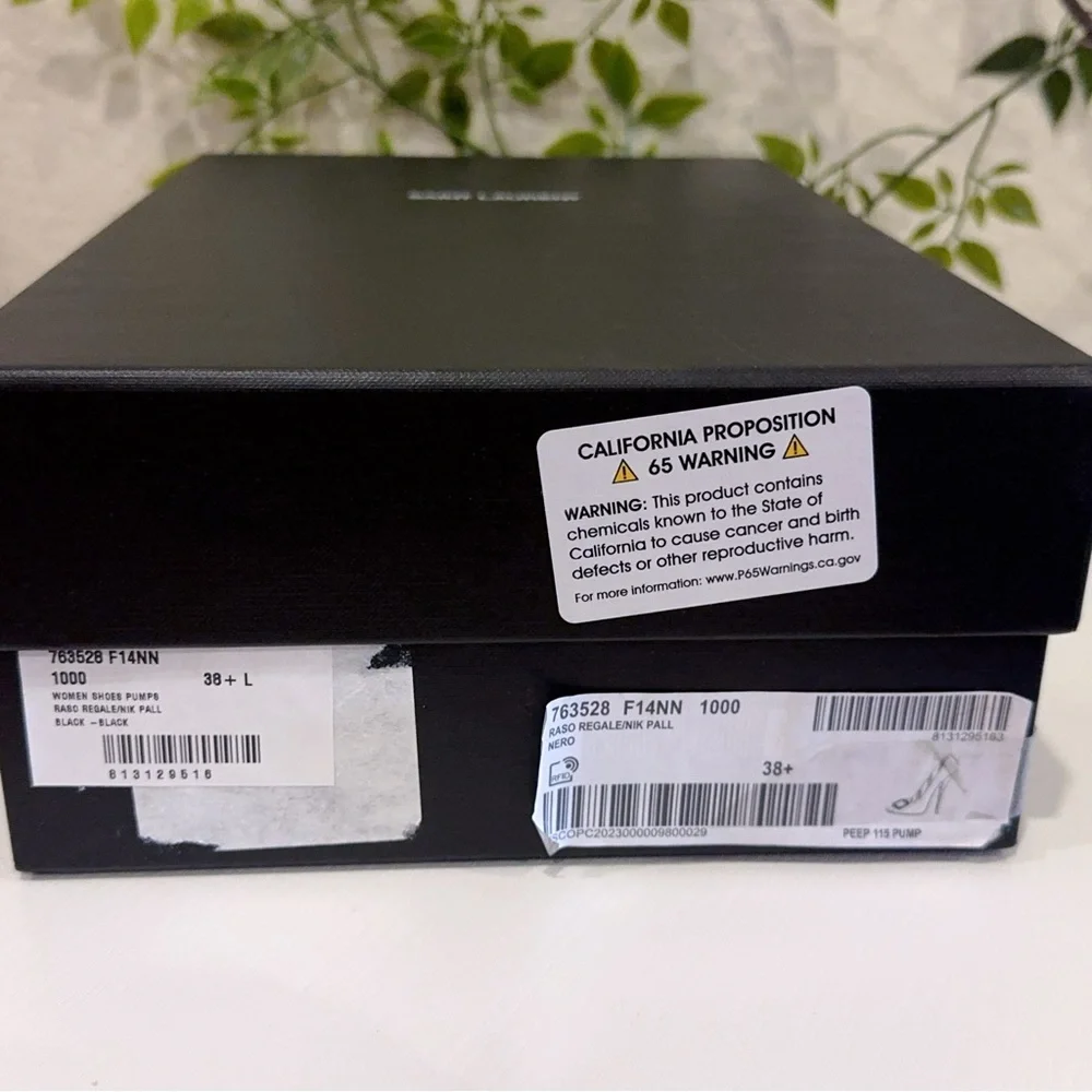 Authentic Saint Laurent Black Frankly 115 Satin Peep Pump Sandals Size 38.5 NIB - Picture 12 of 15